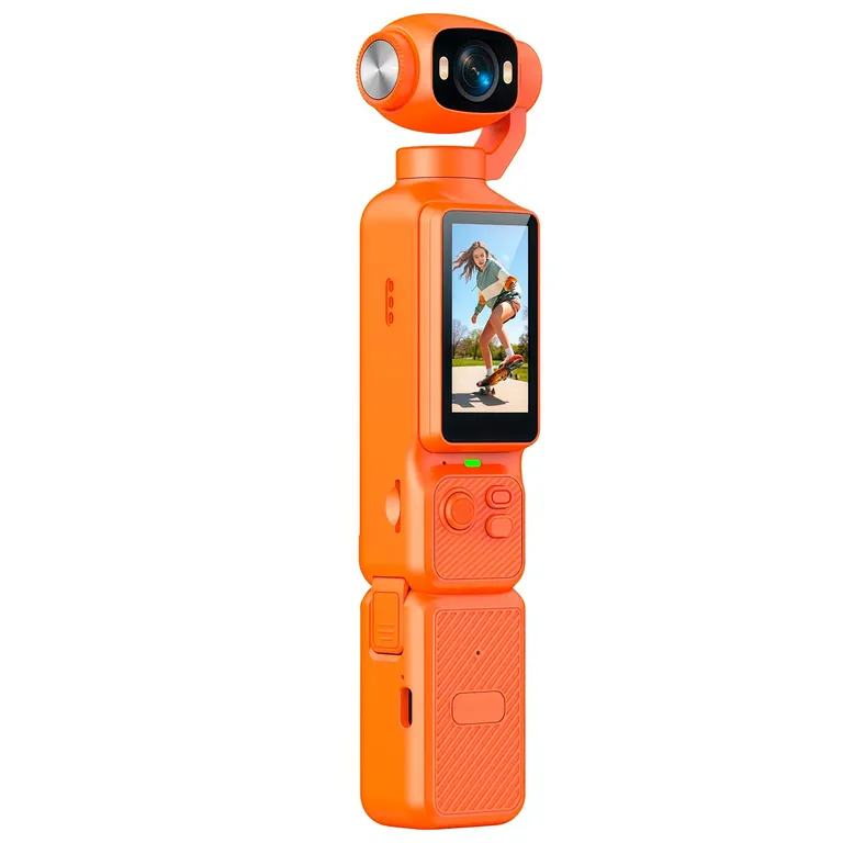 Cámara Portátil Rotable 180 Autonomía Extendida Selfies y Video para Redes Sociales · Naranjo