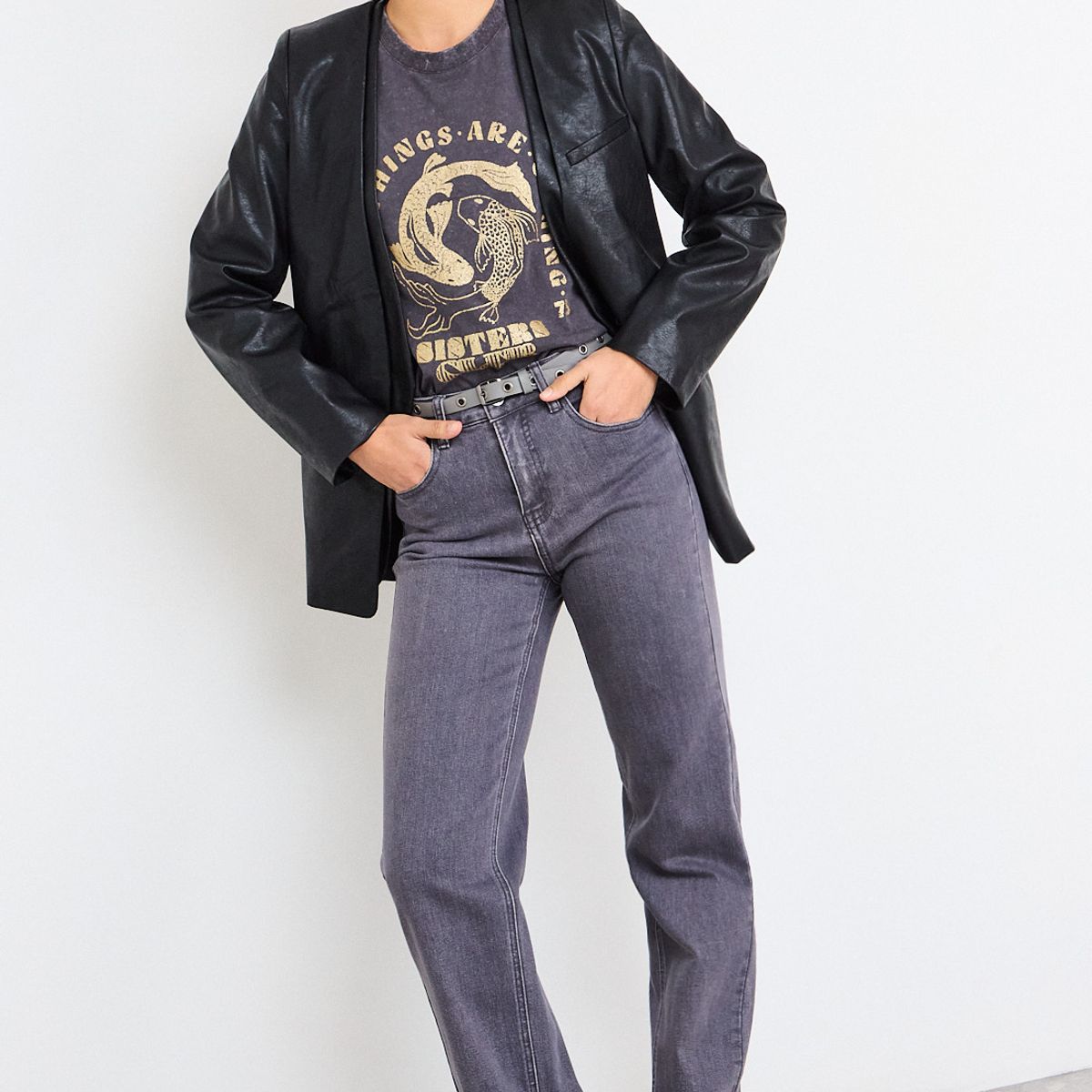 IO - Jeans Liso Mujer Gris Io