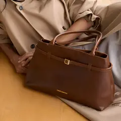 CHOPI MARTINO - Bolso Ginevra Cuero Castaño 100% Cuero
