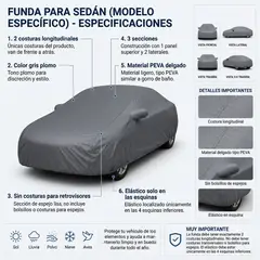 ARMONIA - Cubre Auto Gris Plomo Protectora para Vehículo Sail 7EF .