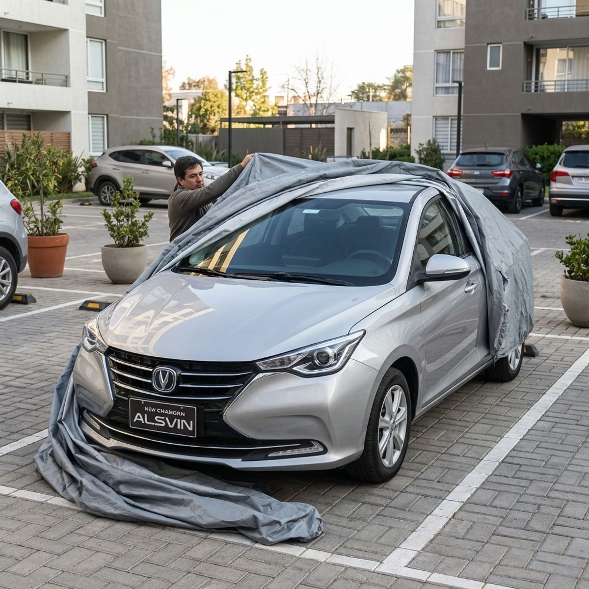 ARMONIA - Funda Cubre Auto Protectora Gris Plomo Modelo Alsvin Alsvin