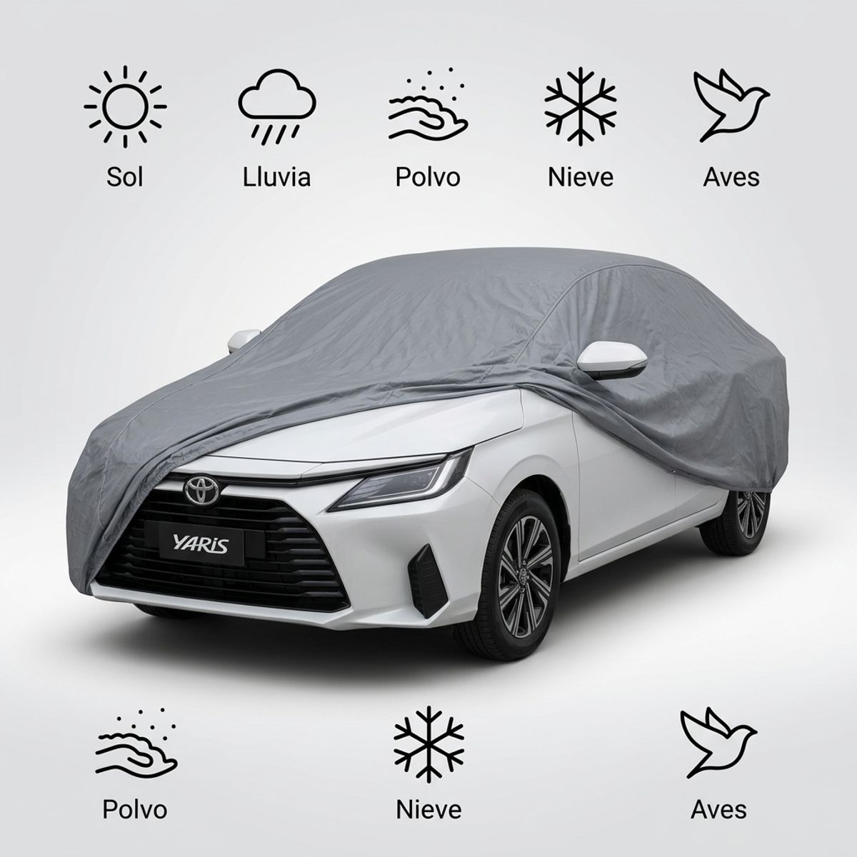 ARMONIA - Funda Cubre Auto Gris Plomo Protector - Yaris Sedan  7EF