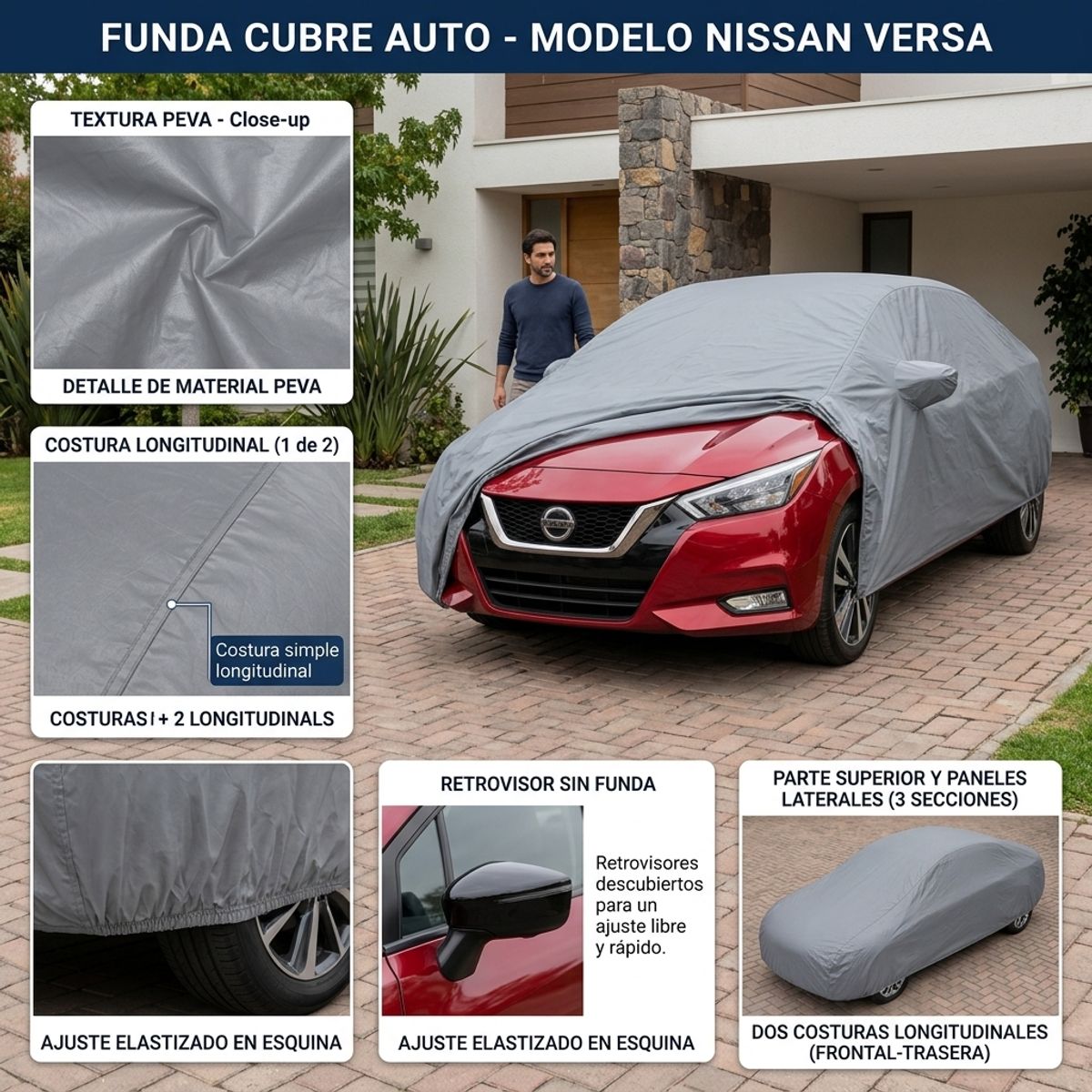 ARMONIA - Funda Cubre Auto Gris Plomo Protectora - Versa