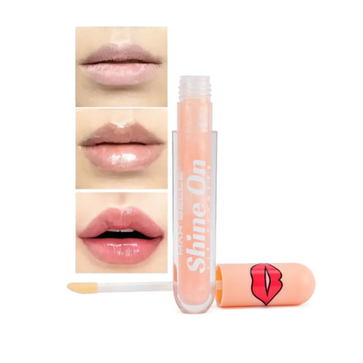MAX BELLE - Brillo Voluminizador Con Glitter Labios Grandes Y Hermosos