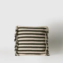 LOUNGE - Cojín Flecos Líneas 45 cm x 45 cm Verde