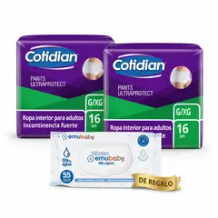 COTIDIAN - 32 Pant ultra protect G/X - mas paquete toallitas Emubaby 55 unid