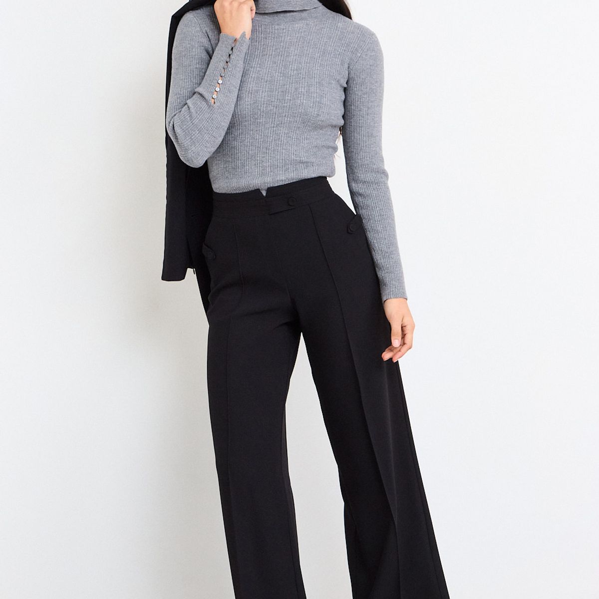 IO - Pantalon Liso Mujer Negro Io