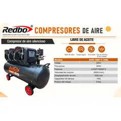 REDBO - Compresor de Aire Silencioso ACN-1600*3 "Silent Air 100" (100L, 6.0 HP, Triple Motor)