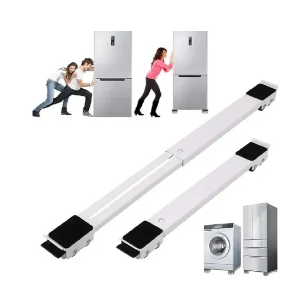 IRM - Pack 2 Ruedas Deslizadoras Lavadora Refrigerador Muebles Ajustable 227kg Antideslizante