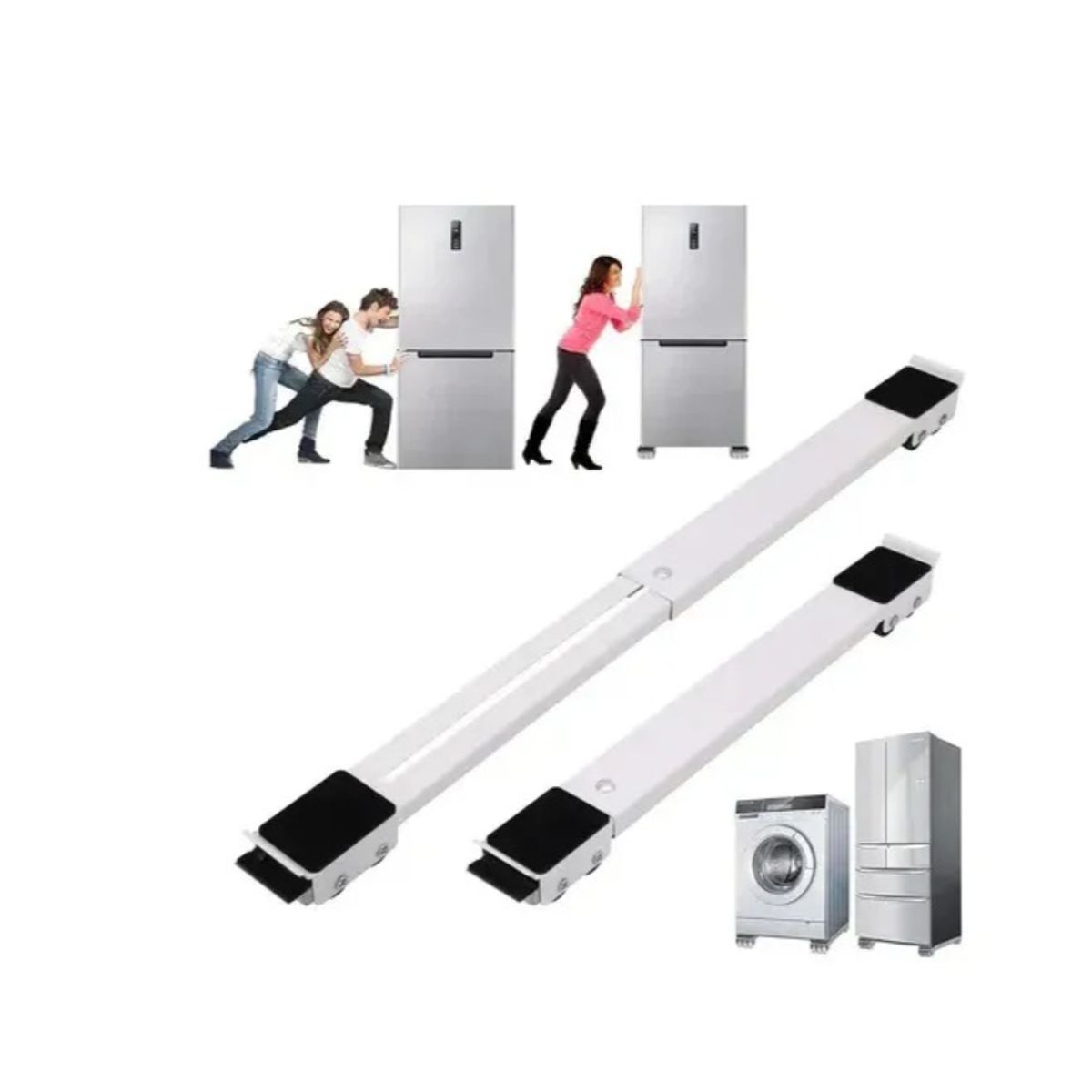 IRM - Pack 2 Ruedas Deslizadoras Lavadora Refrigerador Muebles Ajustable 227kg Antideslizante