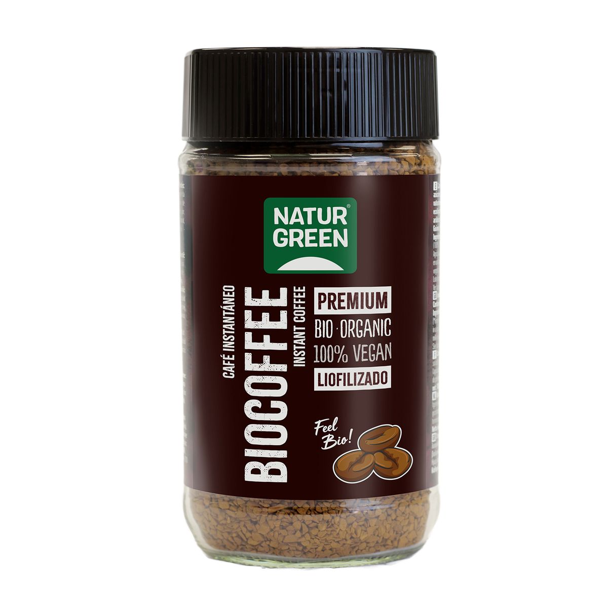 NATURGREEN - Café Instantáneo Bio Naturgreen Premium Liofilizado 100g Vegan