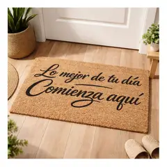 MORLAN - Alfombra Limpia Pies Tapete Fibra De Coco Grabado Láser 80x50 Lo Mejor De Tu Día