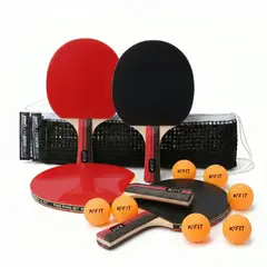 K FIT - Set 4 Paletas Ping Pong + 30 Pelotas + Malla