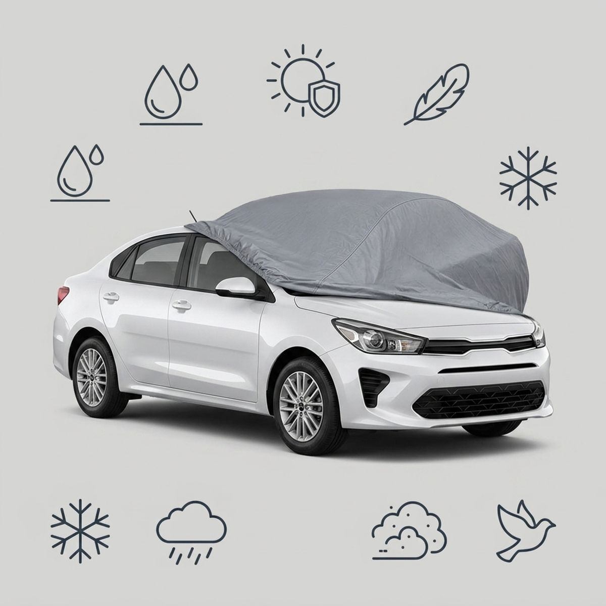 ARMONIA - Funda Cubre Auto Gris Plomo Protectora - modelo Kia 4   7EF