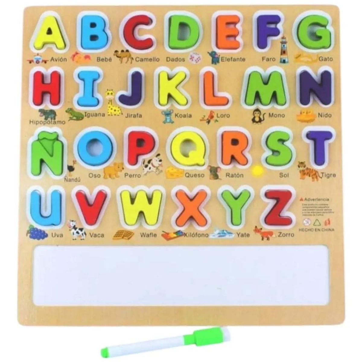 GENERICO - Letras de Madera con Pizarra para Encaje Educativo