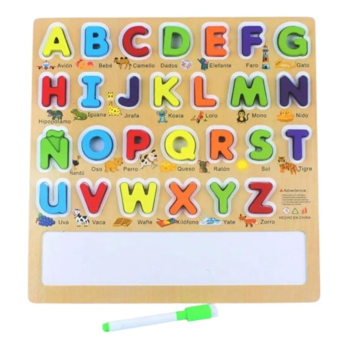 GENERICO - Letras de Madera con Pizarra para Encaje Educativo