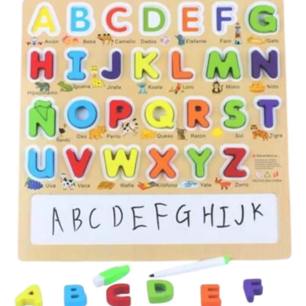GENERICO - Letras de Madera con Pizarra para Encaje Educativo