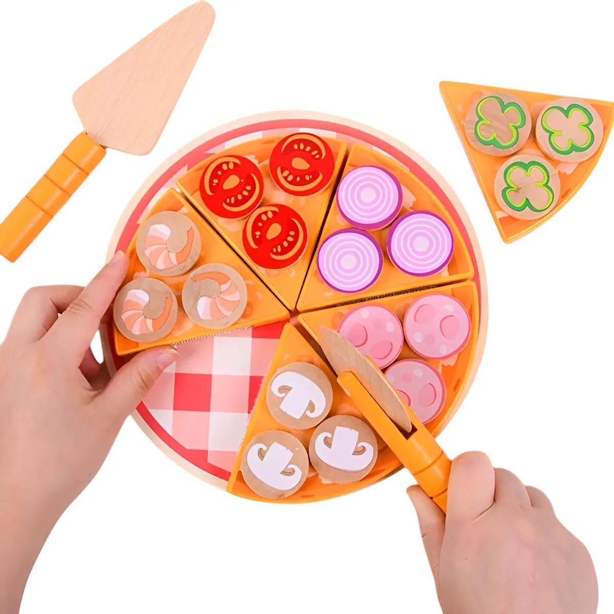GENERICO - Juego Didáctico de Madera para Armar y Cortar Pizza