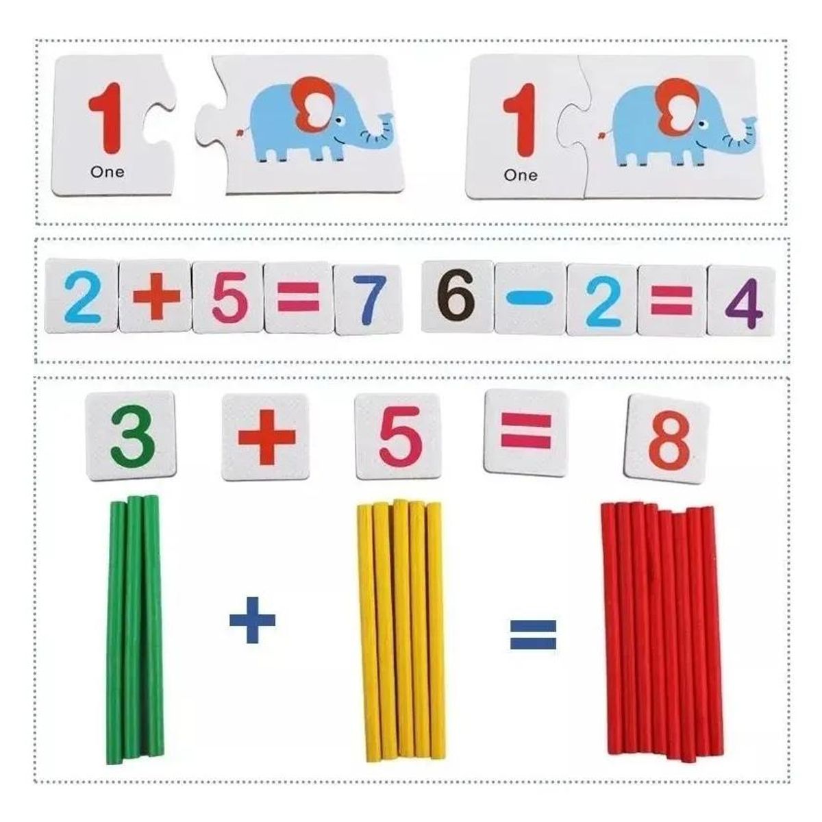 GENERICO - Juego Didáctico de Madera para Sumar y Restar