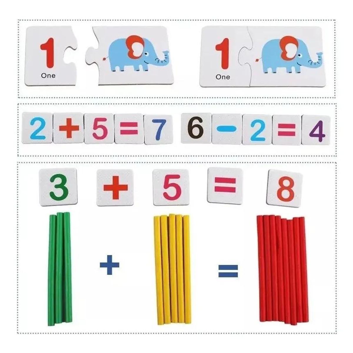 GENERICO - Juego Didáctico de Madera para Sumar y Restar