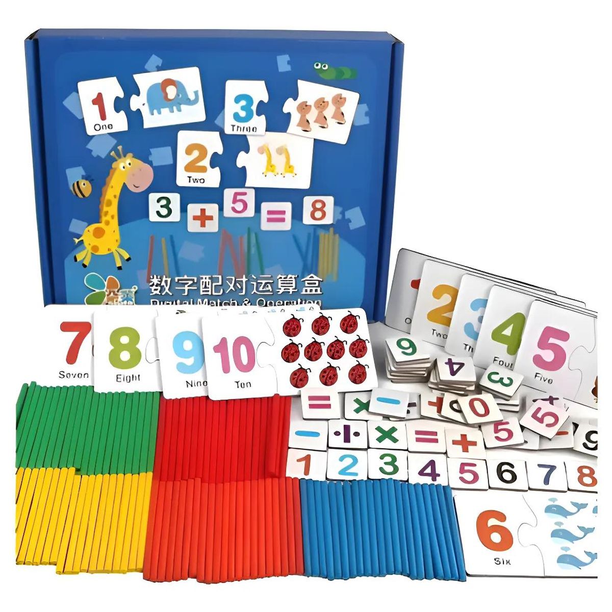 GENERICO - Juego Didáctico de Madera para Sumar y Restar
