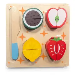 GENERICO - Juguete Didáctico de Madera para Cortar Frutas Montessori