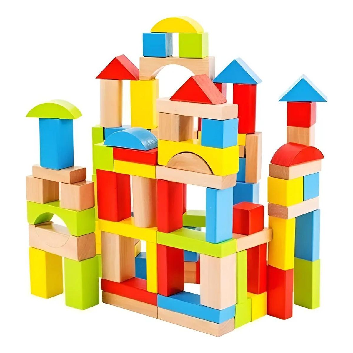GENERICO - Balde de Bloques de Construcción de Madera para Niños