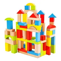 GENERICO - Balde de Bloques de Construcción de Madera para Niños