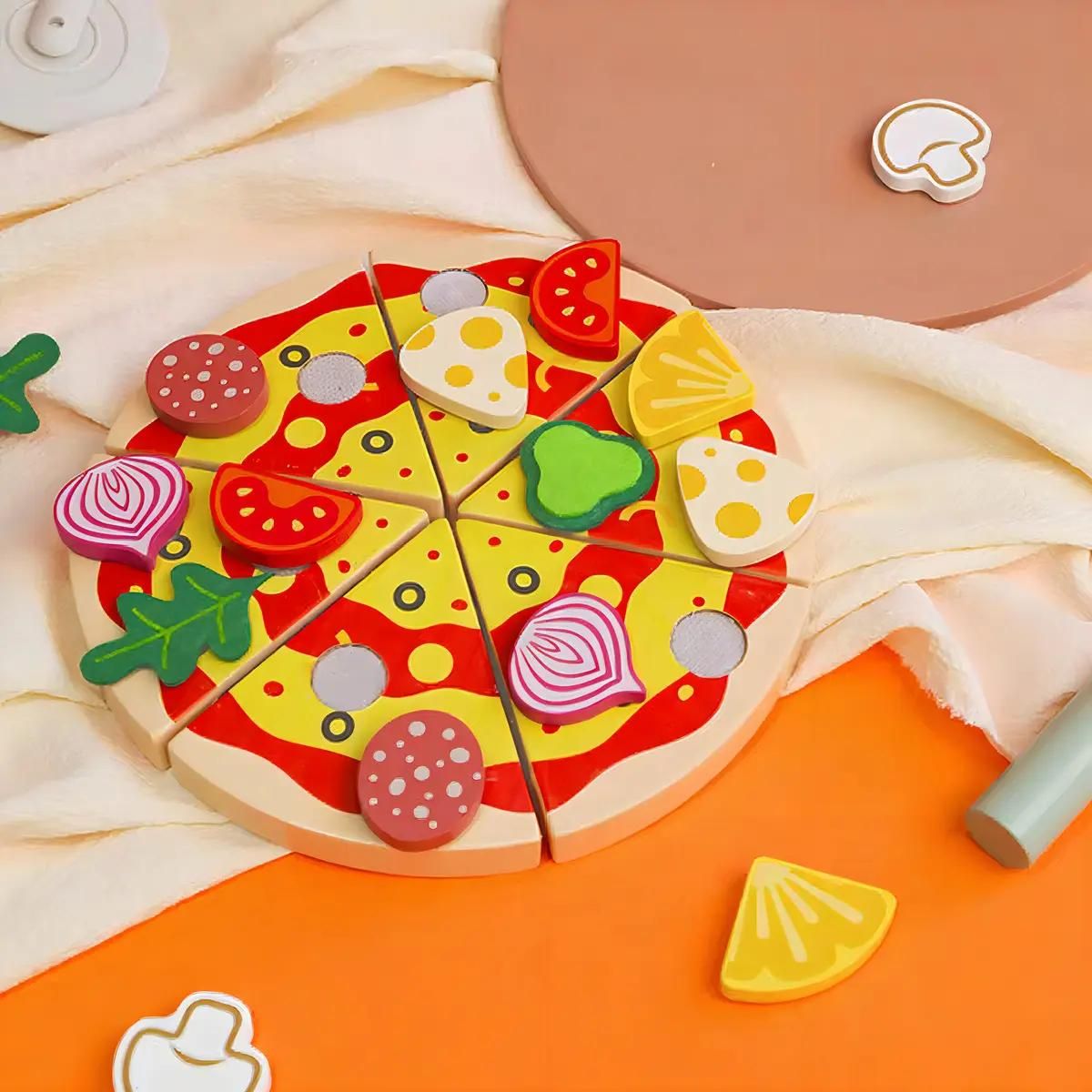 GENERICO - Juguete de Madera Pizza Montessori para Niños