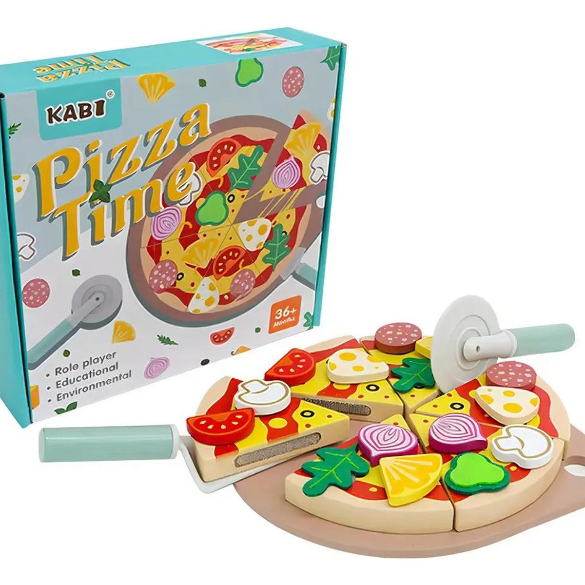 GENERICO - Juguete de Madera Pizza Montessori para Niños