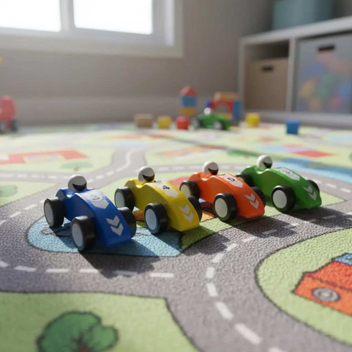 GENERICO - Set de autos de carrera en madera para niños