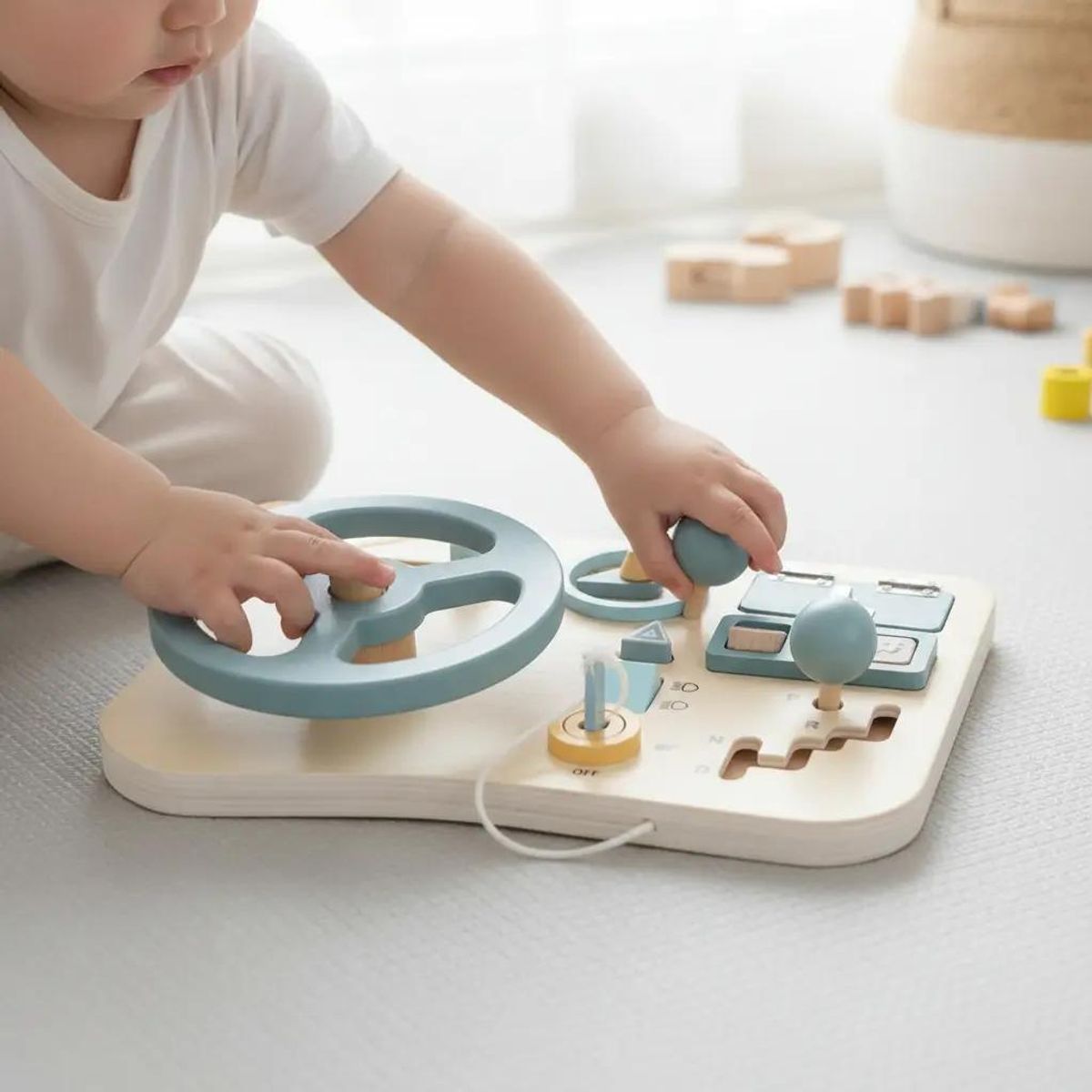 Tablero Montessori con actividades para desarrollar habilidades