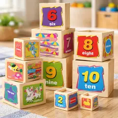 GENERICO - Torre de Cubos de Madera para Encaje y Juego Educativo