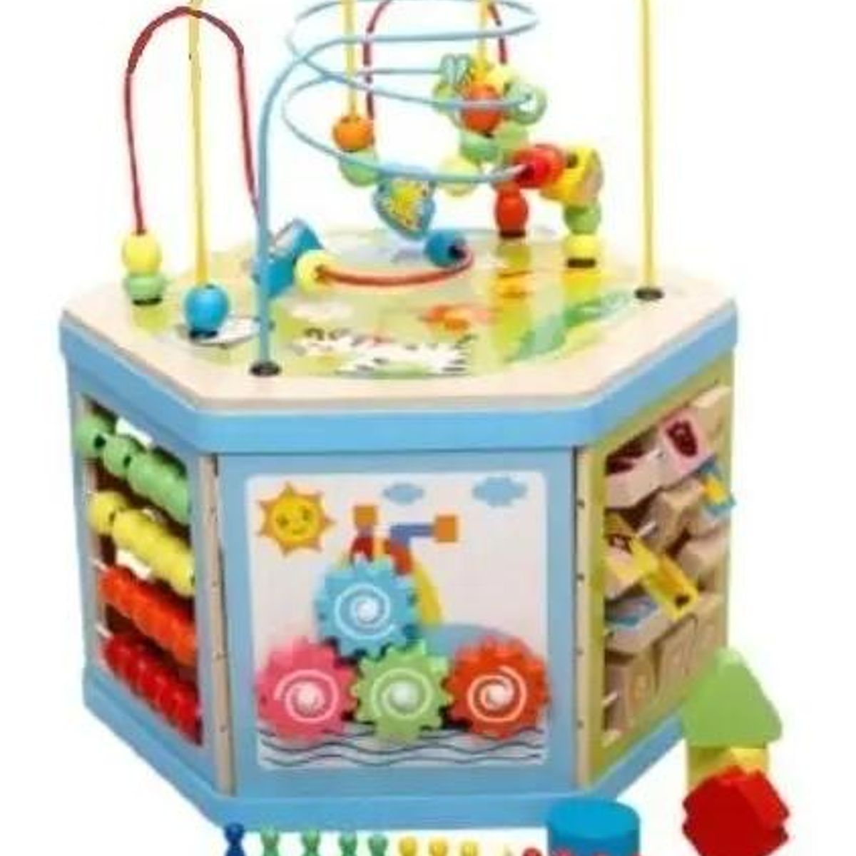 GENERICO - Cubo de Madera Montessori 6 Lados para Niños