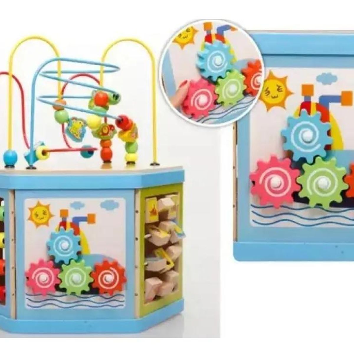 GENERICO - Cubo de Madera Montessori 6 Lados para Niños