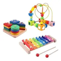 GENERICO - Juego de Madera Encaje y Motricidad Fina con Xilófono