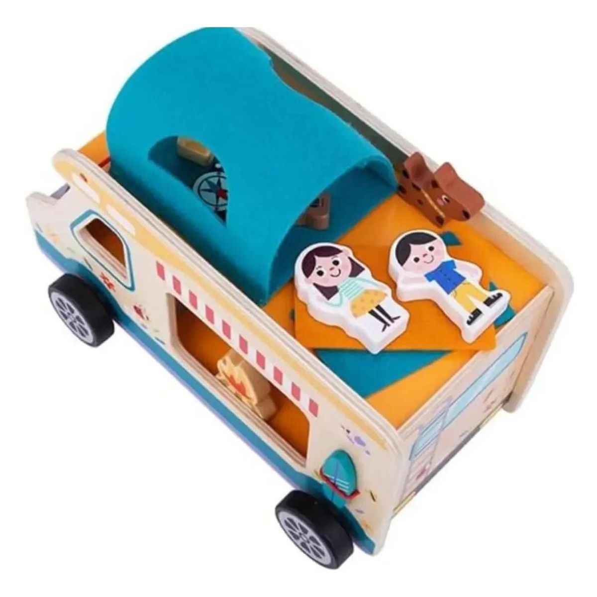 GENERICO - Auto de Camping Didáctico en Madera 13 Piezas