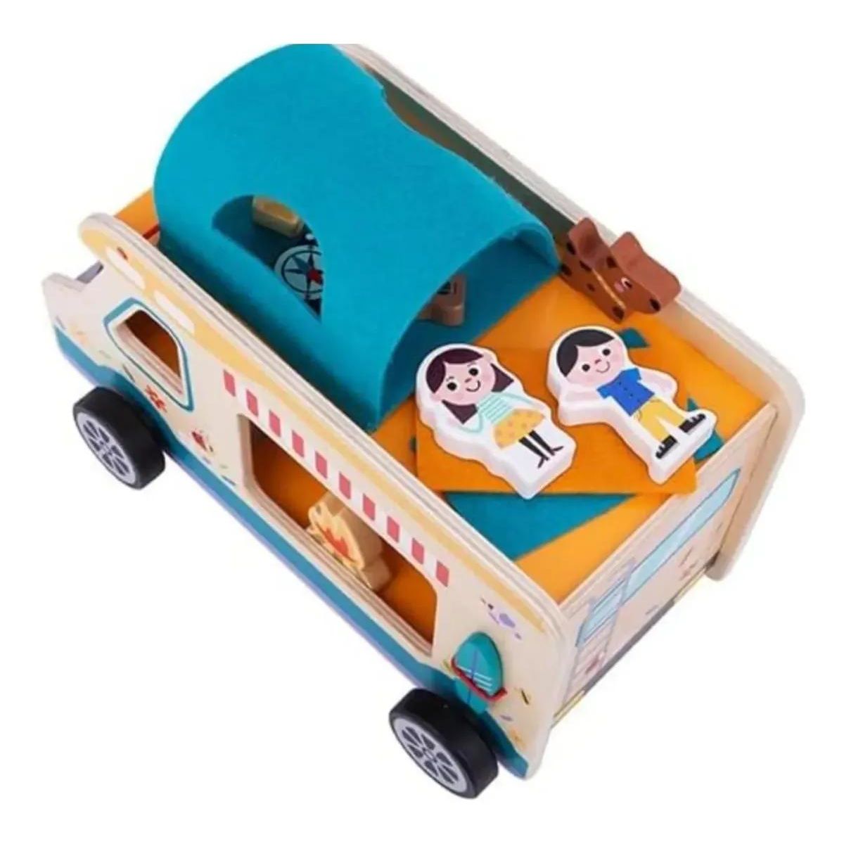 GENERICO - Auto de Camping Didáctico en Madera 13 Piezas