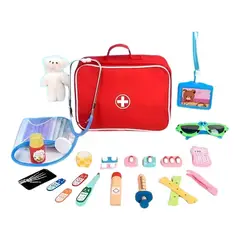 GENERICO - Kit Médico Didáctico de Madera con Bolso para Emergencias