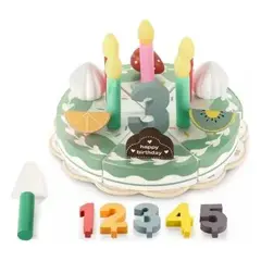GENERICO - Set de Juguete Torta de Cumpleaños en Madera 24 Piezas