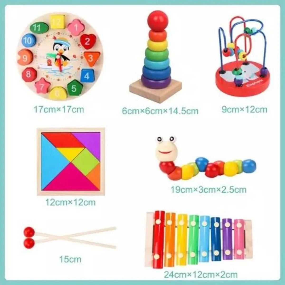 GENERICO - Pack 6 Juguetes Didácticos de Madera Montessori