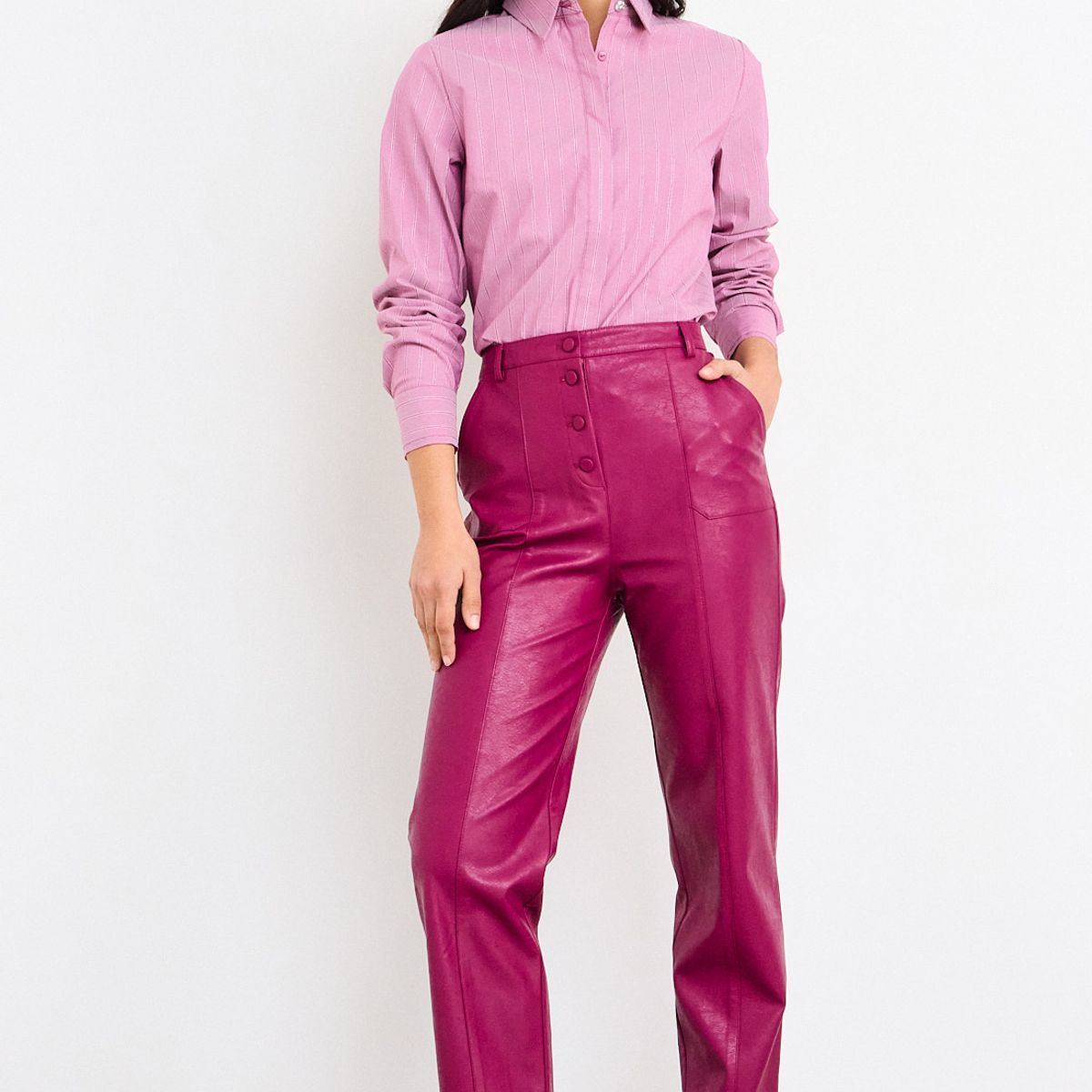 IO - Pantalon Liso Mujer Burdeos Io