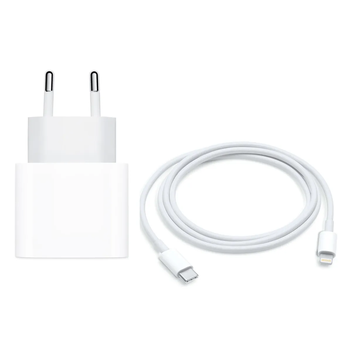 APPLE - Cargador 20W Para Iphone 14 13 12 11 Rápido Blanco + Cable 1 mt