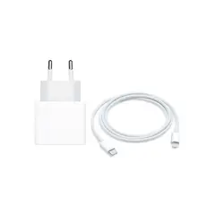 APPLE - Cargador 20W Para Iphone 14 13 12 11 Rápido Blanco + Cable 1 mt