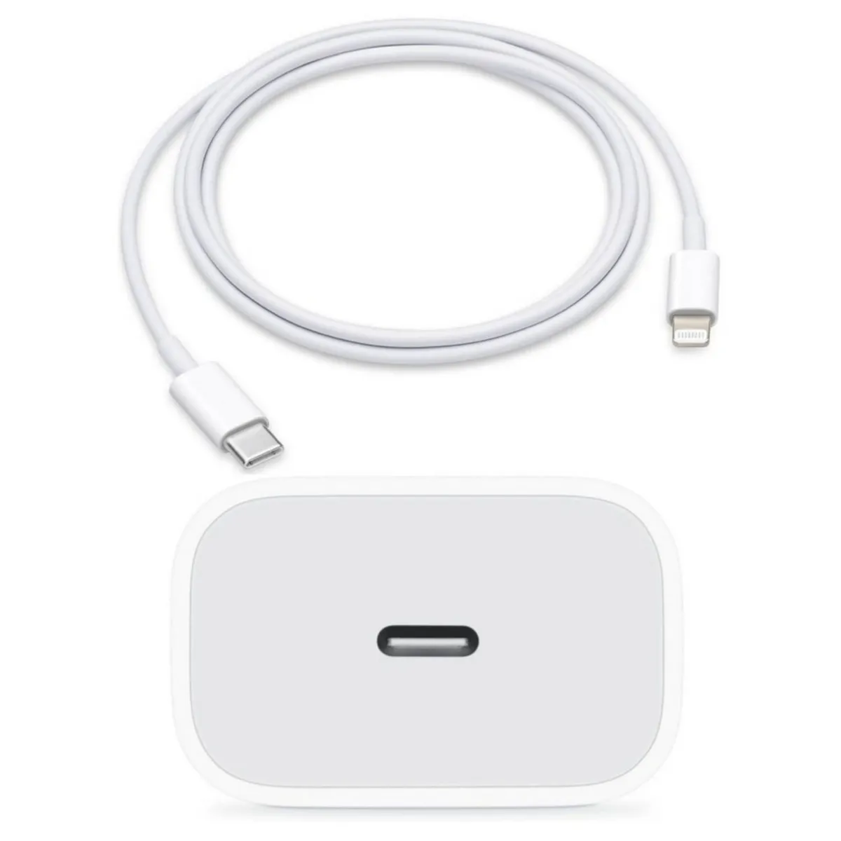 APPLE - Cargador 20W Para Iphone 14 13 12 11 Rápido Blanco + Cable 1 mt