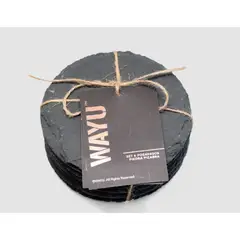WAYU - Posavasos de Piedra Pizarra Redondos Set de 6 Piezas