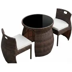 IDEEHOUSE - Juego Terraza Ratan 2 Asientos Marron