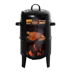 GENERICO - Ahumador Parrilla A Carbón Vertical 3 En 1 37 Cm