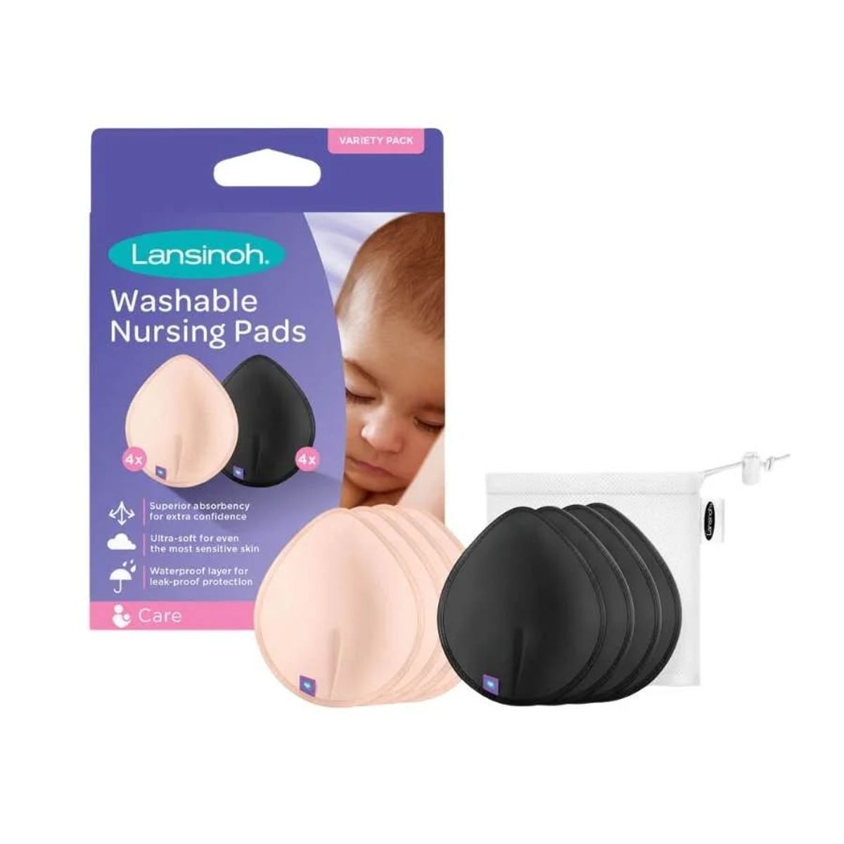 LANSINOH - Absorbente de leche lavable de color, 8 unid-LANSINOH