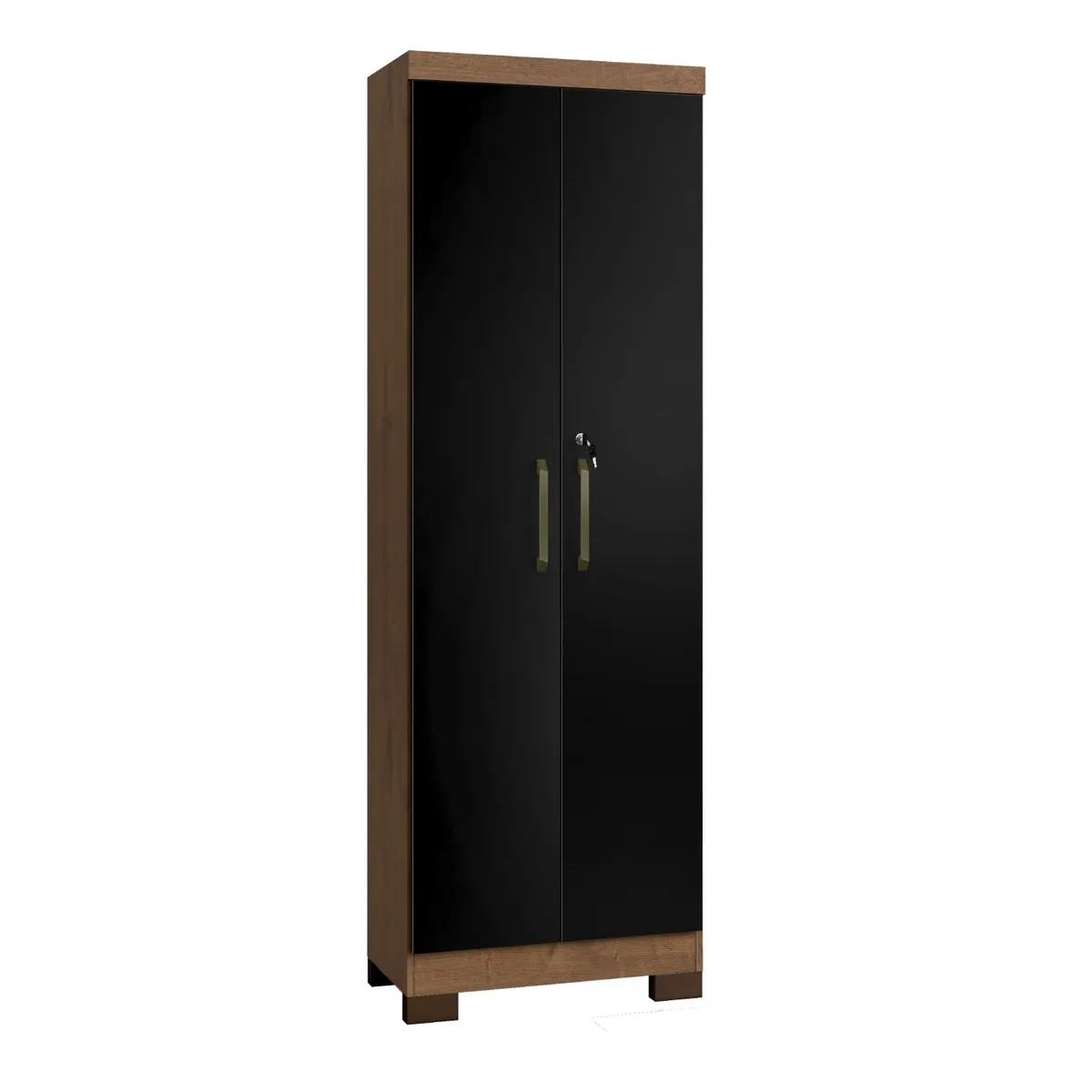BE DESIGN - Alacena Armario Multiuso De 2 Puertas Con Llave Canela Negro